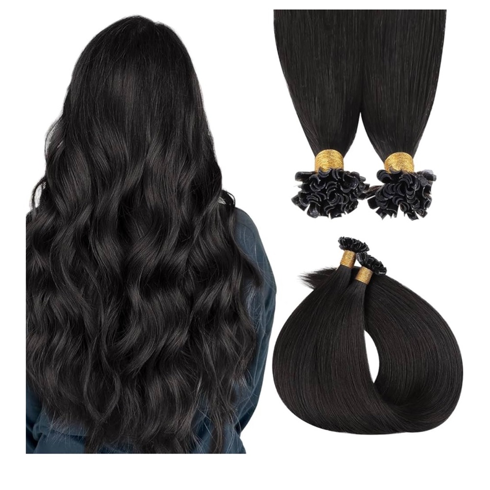 MAXITA U Tip Hair Extensions Human Hair, Natural Black Hair